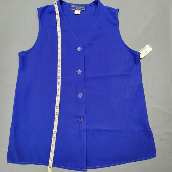 Norton McNaughton Blue Shirt Sleeveless Buttons Blouse NEW $44 Women's 12 Petite - Picture 7 of 8